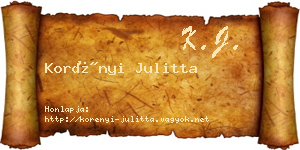 Korényi Julitta névjegykártya